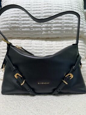 Givenchy Voyou Mini Black Leather Bag with Gold Buckle Accents - Like New